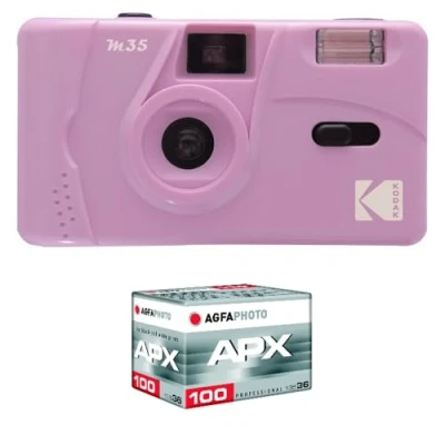 Afbeelding van Kodak Pack M35 Argentique + Pellicule 100 ASA Appareil Photo Rechargeable 35mm Purple, Objectif Grand Angle Fixe, Viseur optique , Flash Intégré APX 100, 36 poses