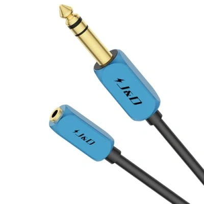 Afbeelding van J&amp;D 1/4 inch naar 3,5 mm Hoofdtelefoon Adapter, 1/8 TRS Vrouwelijk 6,35 Mannelijk Stereo Audio Verlengkabel met Zware Koperen Behuizing, 6 Meter
