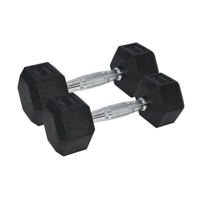 Afbeelding van Urban Fitness PRO Hex Dumbbell rubber coating (paar) Zwart 12.5kg
