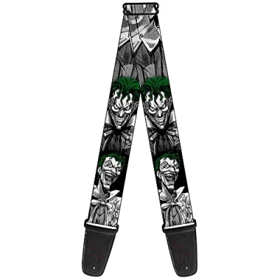 Afbeelding van Buckle Down GS WJK015 gitaarriem Laughing Joker Design, zwart/wit, 34 60&quot;