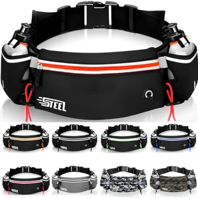 Afbeelding van Hardloopriem, sportheuptas met zachte drinkfles, flessenhouder, waterdicht, voor heren en dames, smartphone, iPhone, Samsung Galaxy, comfortabel joggen, Rood, Eén maat, hardloopriem