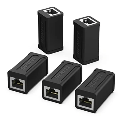 Afbeelding van RJ45 Inline Koppeling, BENFEI 5 Pack Cat7 Cat6 Cat5e Ethernet Koppeler Vrouwelijk aan Vrouwelijk…