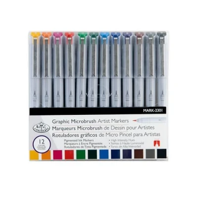 Afbeelding van Royal &amp; Langnickel 12st Grafische Microbrush Artist Markers