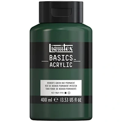 Afbeelding van Liquitex Basics 8870330 Monopigmenteerde acrylverf, kunstenaarspigmenten, lichtecht, gemiddelde viscositeit, archiefkwaliteit, zijdeglanzende afwerking, 400ml Hooker’S Green Hue Permanent