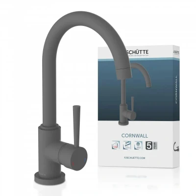 Afbeelding van SCHÜTTE Cornwall Design Keukenkraan Mengkraan Hoge, Draaibare Uitloop Antraciet Mat