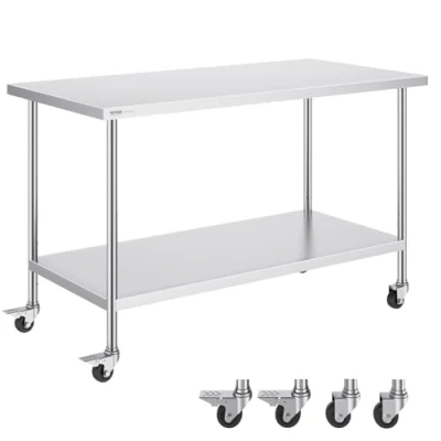 Afbeelding van VEVOR roestvrijstalen werktafel commerciële voorbereidingstafel 762x1524 mm hotel