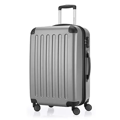 Afbeelding van HAUPTSTADTKOFFER SPREE koffer met harde schaal, trolley, koffer, reiskoffer, 4 dubbele wielen, 65 cm, 74 L, zilver