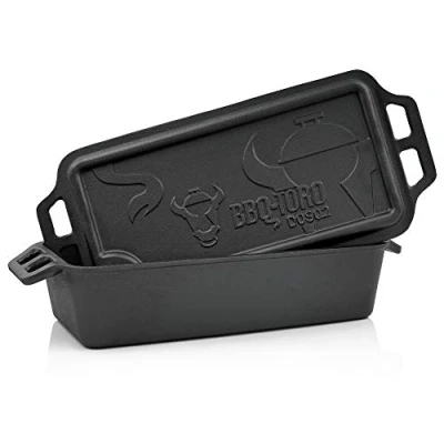 Afbeelding van BBQ Toro Dutch Oven Pan Gietijzeren kookpan, 9,4 liter, preseasoned, reeds ingebrand, braadpan met deksel, DOSQ2N