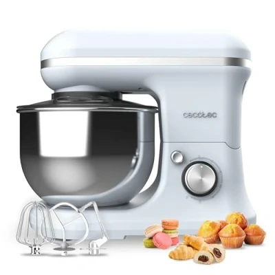 Afbeelding van Cecotec Mixer Kneedmachine Cecomixer Merengue 5L 1200 Blue. W in 6 niveaus, 5 functies, Planetaire Beweging, Elegant Ontwerp, L Roestvrijstalen Kom en Accessoires om te Kloppen Kneedden