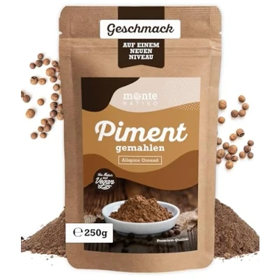 Afbeelding van Piment gemalen Monte Nativo (250 g), pimentpoeder, perfect voor koken en bakken, gedroogde specerijen, all spice ground, soepen, rode kool, peperkoek