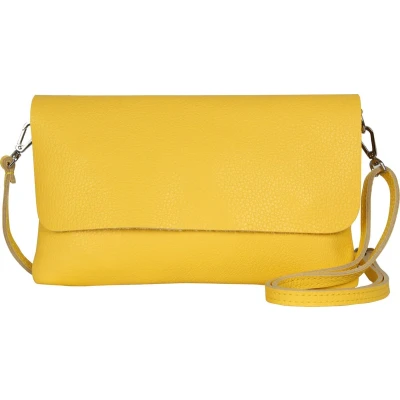 Afbeelding van AmbraModa GLX11 Crossbodytas, Clutch, telefoontas van echt leer met afneembaar en verstelbare schouderriem, passend voor mobiele telefoons tablets tot 7 inch. Geel