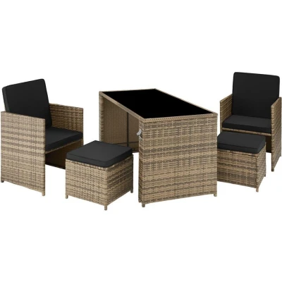 Afbeelding van tectake zitgroep Palermo wicker meubelset natuurkleur