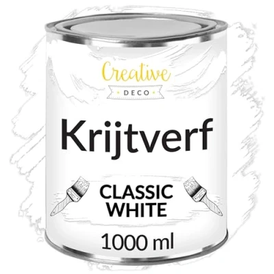 Afbeelding van Creative Deco Witte Krijtbord Verf 1000ml Mat, Wasbaar, Renovatie