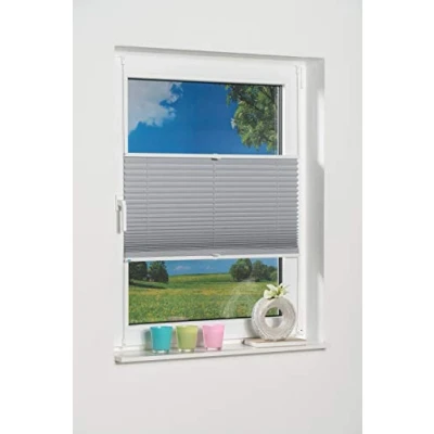Afbeelding van K home 257730 1 Klemmfix plissé Palma grijs 40 x 130 cm +++++blackout +++