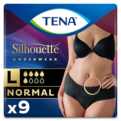 Afbeelding van Tena Silhouette Noir Tg L Normale lage taille aanbieding 2 verpakkingen met elk 9 stuks