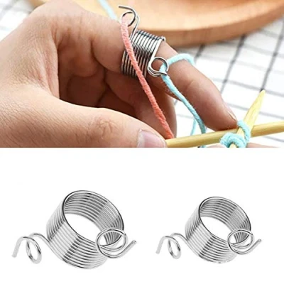 Afbeelding van Garen Gids Breien Vingerhoed, 2 Stuk Maat Rvs Opgerolde Vingerhoed Vinger Ring Voor Ambachten Accessoires Tool