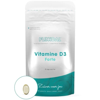 Afbeelding van vitamine D Forte 30 Capsules 25 mcg D3 capsule (1000 IE) Voor botten, spieren en weerstand Flinndal