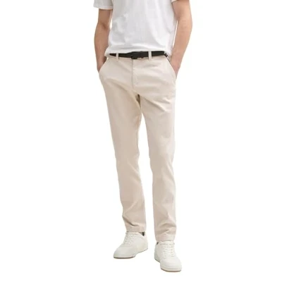 Afbeelding van TOM TAILOR Herenbroek, 37142 Wit Beige zigzag Structuur, 40W / 32L