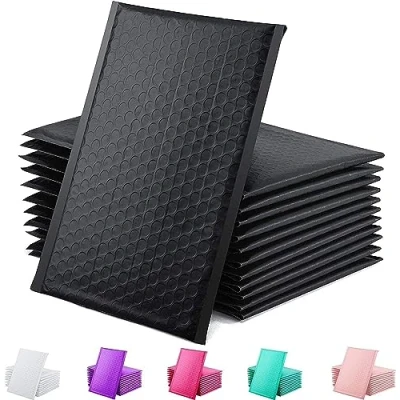 Afbeelding van Bubble Mailer 100 stuks, metallic folie bubbelmailers, waterdichte zelfklevende verzendzakken, dempende gewatteerde enveloppen voor verzending, verpakking, bulk (zwart, 140 x 175 mm)