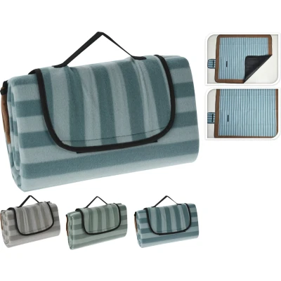 Afbeelding van Picknickdeken 130x150 cm gestreept grijs