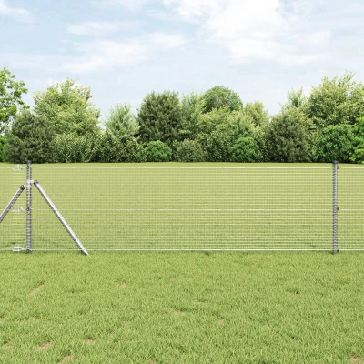 Afbeelding van vidaXL Gelaste Draadhek met 13 Palen 0.6x50 m Verzinkt Staal
