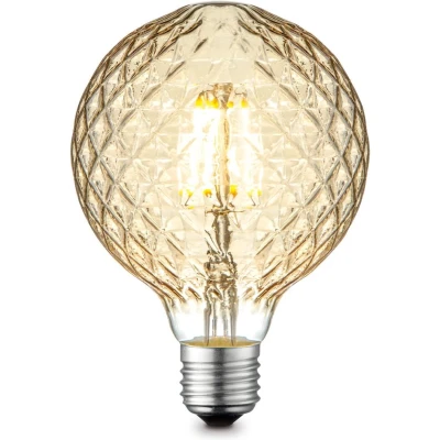 Afbeelding van Home Sweet Edison Vintage E27 LED filament lichtbron Globe Amber 9.5/9.5/13.5cm G95 Deco Retro lamp Dimbaar 4W 400lm 2700K warm wit licht geschikt voor fitting