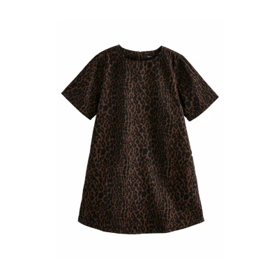 Afbeelding van Next Short Sleeveregular FIT Spijkerjurk, Dames, Maat: 44/46xR, Leopard print