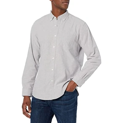 Afbeelding van Amazon Essentials Heren Regular fit Long Sleeve Solid Pocket Oxford Shirt,Grijs,3XL 4XL