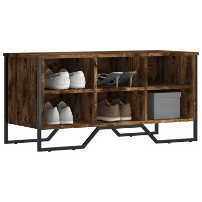 Afbeelding van Schoenenkast 90x38x45,5 cm bewerkt hout gerookt eikenkleurig