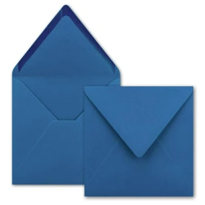 Afbeelding van FarbenFroh Vierkante enveloppen in koningsblauw (blauw) 15,5 x cm zonder venster, met natte plakrand 110 g/m² voor uitnodigingskaarten bruiloft, verjaardag en meer