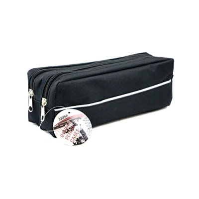 Afbeelding van ARPAN x Large formaat dubbele rits stof etui ideaal voor school/college/uni. make up 1 (zwart)