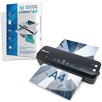 Afbeelding van Lamineerapparaat A4 A5 A6 A7 Pro snel warm en koud tot 2 x 125 micron verpakking met 50 hoezen