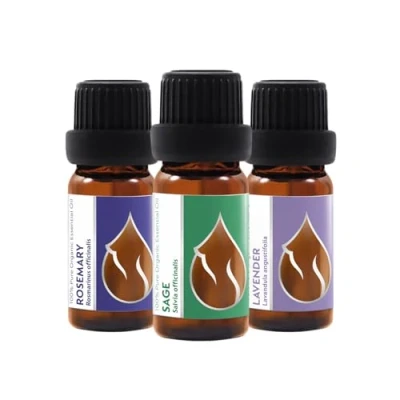 Afbeelding van Set &quot;Gelukzaligheid&quot; Biologische Etherische Oliën Rozemarijn + Salie Lavendel 100% Puur en Natuurlijk Onverdund Therapeutische kwaliteit Familiebedrijf Niet GMO (3 stuks x 10 ml)