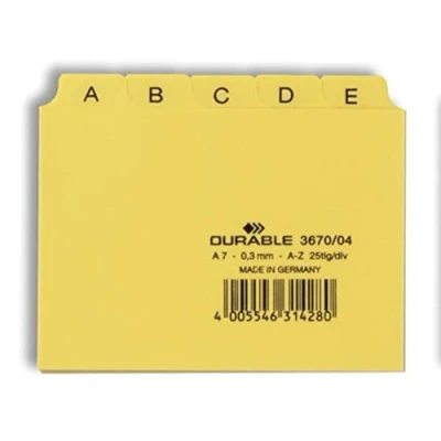 Afbeelding van Durable Tabkaarten A/Z A7 geel