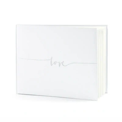 Afbeelding van Gastenboek/receptieboek Love Bruiloft wit/zilver 24 x 18,5 cm Gastenboeken