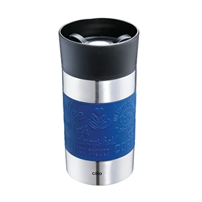 Afbeelding van Cilio VIAGGIO Thermosbeker, 300 ml, blauw, beker To Go met 360 Quick Press sluiting, dubbelwandig systeem, lekvrij, ideaal voor alle gangbare volautomatische koffiemachines en pad machines