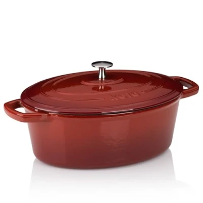 Afbeelding van kela Braadpan Calido, 4 L, gietijzer, rood, ovaal, geëmailleerd, geschikt voor alle warmtebronnen, temperatuurbestendig tot 300 C, 12860