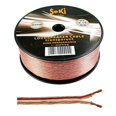 Afbeelding van luidsprekerkabel 2x0,50mm2 100m transparant CCA audiokabel