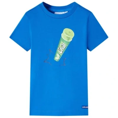 Afbeelding van Kindershirt met ijsjesprint 116 felblauw