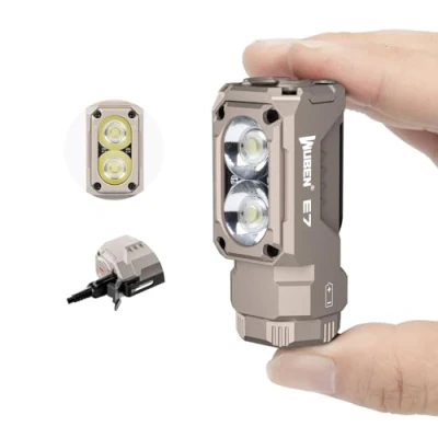 Afbeelding van WUBEN E7 1800 lumen kaki oplaadbare mini zaklamp met magneet, superheldere 6 modi EDC zaklamp, type C led; IP68 voor hoofdlampen, redding, camping
