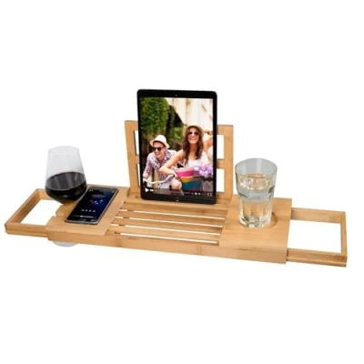 Afbeelding van TOM badplank verstelbaar 50 85 x 18 cm bamboe bruin