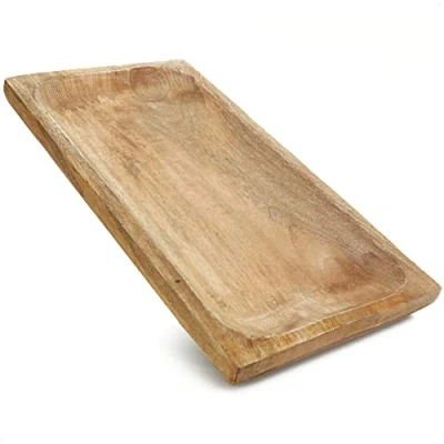 Afbeelding van COM FOUR® decoratieve borden van mangohout rechthoekig houten dienblad voor kamerdecoratie als schaal fruit en snacks (01 groot mangohout)