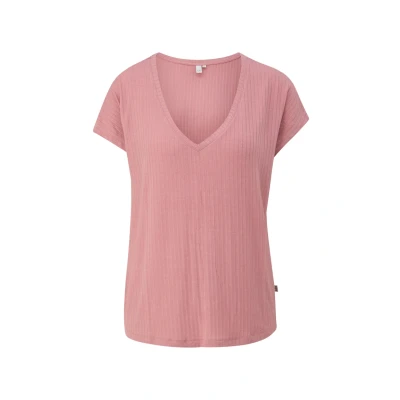 Afbeelding van QS Fliessendes MIT Struktur Tshirt basic, Dames, Maat: Small, Altrosa