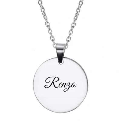Afbeelding van Ketting RVS Met Naam Gravering Renzo Zilver Rond