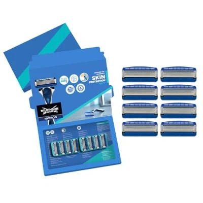 Afbeelding van WILKINSON SWORD Hydro 5 huidbescherming voor mannen Hydraterende gel en precisietrimmer Pack van 8 scheermesvullingen