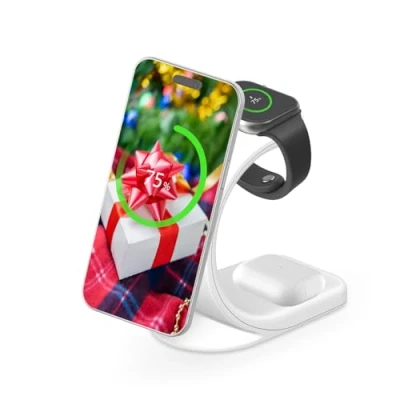 Afbeelding van MMOBIEL Draadloos Oplaadstation Magnetisch Geschikt voor iPhone 15/14/13/12 series, Apple Watch 9/8/7/6/5 en AirPods Pro/3/2/1 Oplader 3 in 1 Wireless Charger 18W Magnetische Draadloze Snellader Qi Magsafe Opladen Wit