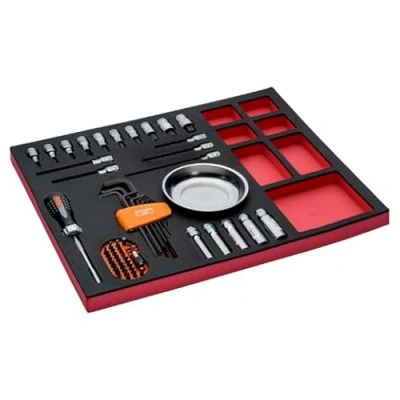 Afbeelding van Bahco Foaminlay Fit&amp;Go 3/3 met schroevendraaiers schroevendraaierdopsleutels inbussleutels en bits 62 delig FF1A5031