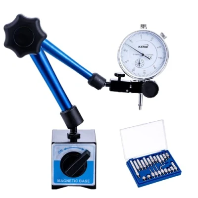 Afbeelding van Katsu 401118 Meetklok met magnetische voet en 22 stuks weergavepuntset, DTI 0 10 mm 0,01 zeer nauwkeurig meetgereedschap