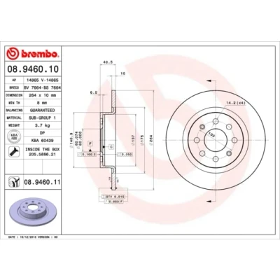Afbeelding van Brembo Remschijf 08.9460.11