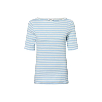 Afbeelding van s.Oliver Gestreiftes IM SLIM FIT MIT Flammgarnstruktur Tshirt print, Dames, Maat: 40, Hellblau weiß